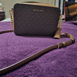 Michael Kors Brown Crossbody Bag with Gold Accents